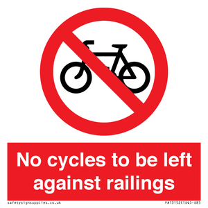No cycles to be left against railings